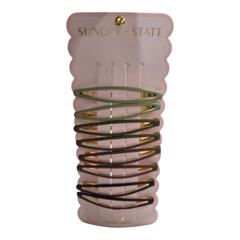 💚▪️Sunday State ▪️Elegant Hair Set Of 8 Enamel Snap Hair Clip - Multicolor